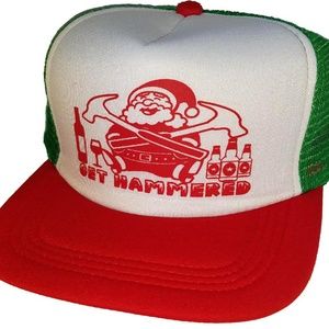 Get Hammered Santa Christmas Trucker Hat Party